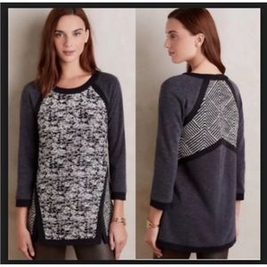 Anthropologie Black and Gray Patterned Top